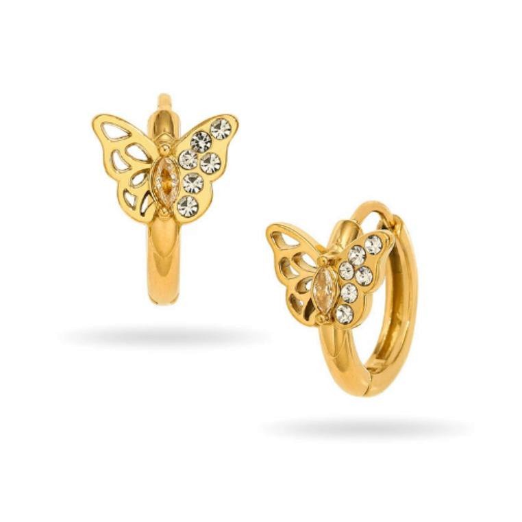 Boucles d'oreilles papillon en plaqué or