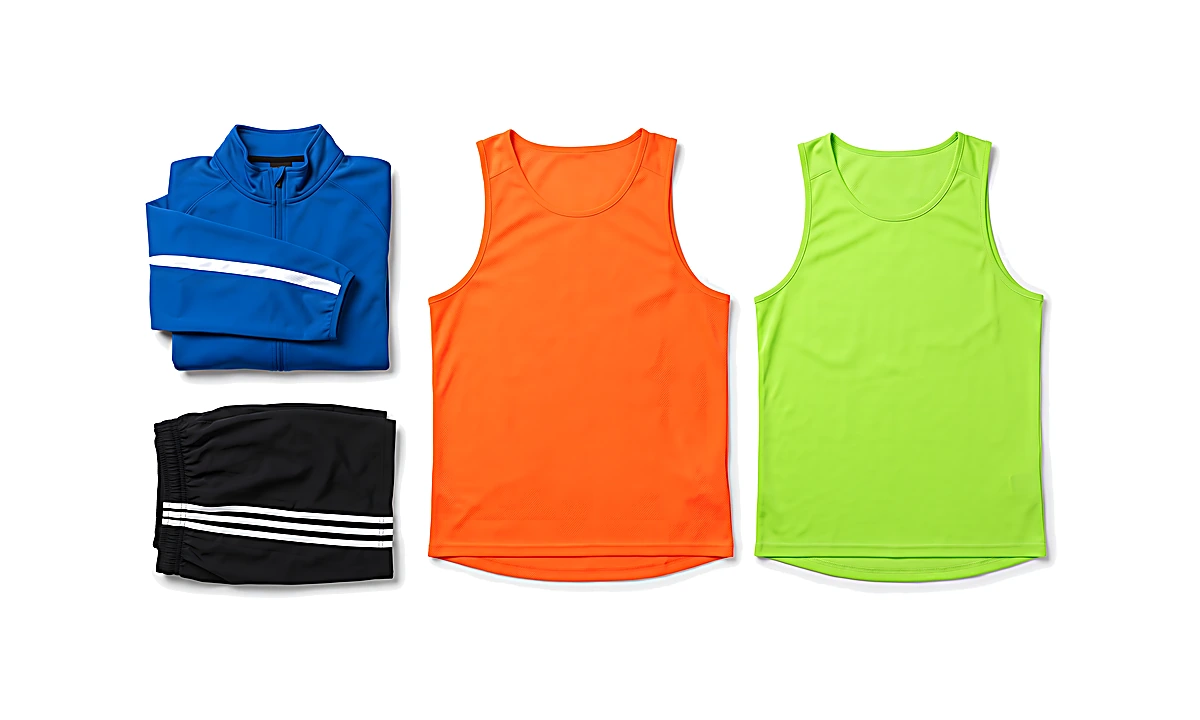 Vêtements de sport, fond blanc